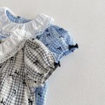 【66-90】ロンパース ベビー 女の子 蝶結び パフスリーブ - 画像 (10)