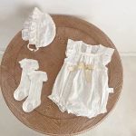 【66-90】ロンパース&帽子 ベビー レース プリンセス フリル - 画像 (6)