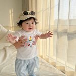 【80-120】セットアップ ゾウ柄 シャツ＆ストライプパンツ - 画像 (6)
