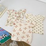 【66-100】セットアップ ベビー フリル袖トップス&レースショートパンツ - 画像 (4)