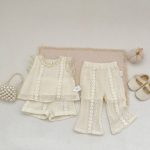 【73-110】セットアップ or パンツ ベビー 女の子 透かし編み
