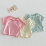 【73-120】Tシャツ ベビー 女の子 フリル 蝶結び