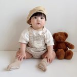 【66-90】セットアップ ベビー チェックサロペットロンパース&半袖Tシャツ - 画像 (6)