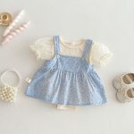 【66-90】セットアップ ベビー パフスリーブ ロンパース&キャミソール - 画像 (3)