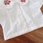 【73-100】サロペットロンパース&ブラウス ベビー いちご刺繍 スウィート - 画像 (9)