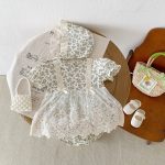 【66-90】ロンパース&帽子 ベビー服 女の子 レース 花柄 - 画像 (5)