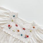 【66-100】ロンパース ベビー 女の子 花刺繍 スクエアネック - 画像 (5)