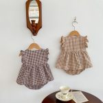 【66-100】セットアップ ベビー チェック フリル トップス&パンツ - 画像 (7)