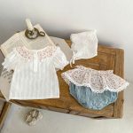 【73-110】セットアップ ベビー 花柄 レース リボン付き - 画像 (7)