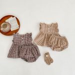 【66-100】セットアップ ベビー チェック フリル トップス&パンツ