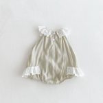 【66-100】ロンパース ベビー 女の子 レース襟 ノースリーブ - 画像 (6)