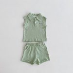 【73-100】セットアップ ベビー ポロネック ノースリーブ - 画像 (8)