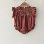 【66-90】ロンパース ベビー フリル袖 花刺繍 - 画像 (6)