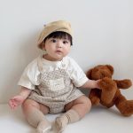 【66-90】セットアップ ベビー チェックサロペットロンパース&半袖Tシャツ - 画像 (7)