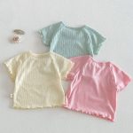 【73-120】Tシャツ ベビー 女の子 フリル 蝶結び - 画像 (4)