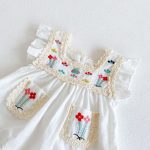 【66-100】ワンピース ベビー服 女の子 おしゃれ 刺繍 レース - 画像 (8)
