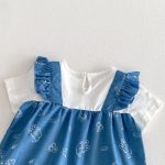 【66-90】カバーオール ベビー 女の子 デニム風 プリント切替 - 画像 (9)