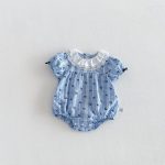 【66-90】ロンパース ベビー 女の子 蝶結び パフスリーブ - 画像 (3)