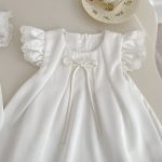 【66-100】ロンパース or ワンピース フリルスリーブ 蝶結び - 画像 (11)