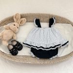 【73-110】セットアップ ベビー 女の子 チェック柄 リボン - 画像 (4)