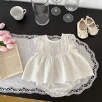 【66-90】ロンパース ベビー 女の子 アイレット 刺繍 - 画像 (7)