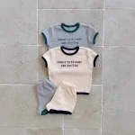 【73-120】セットアップ ベビー 女の子 韓国風 英字プリント - 画像 (2)