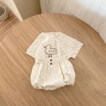 【66-100】セットアップ ベビー ドット/チェックあひるプリント - 画像 (9)