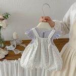 【66-90】セットアップ Tシャツ&サロペット ベビー 小花柄 フリルスリーブ - 画像 (3)