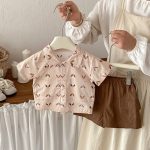 【73-100】セットアップ シャツ&ショートパンツ ベビー わんちゃん総柄 - 画像 (3)