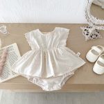 【66-90】ロンパース ベビー おしゃれ フリル 花刺繡 - 画像 (9)