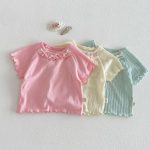 【73-120】Tシャツ ベビー 女の子 フリル 蝶結び - 画像 (5)