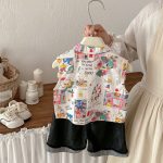 【73-100】シャツ or ショートパンツ ベビー 男の子 カートゥーン ノースリーブ - 画像 (4)