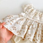 【66-90】ロンパースドレス ベビー服 女の子 ノースリーブ 丸襟 花柄 - 画像 (10)