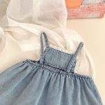 【73-120】デニムセットアップ ベビー 女の子 フラワー 刺繍 - 画像 (12)