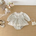 【66-90】ロンパース ベビー 女の子 丸襟 小花柄 - 画像 (5)