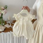 【66-90】カバーオール ベビ 女の子 レースフリル 丸襟 - 画像 (3)