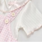 【66-100】セットアップ ベビー チェック サロペットロンパース&Tシャツ - 画像 (9)