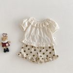 【73-100】ブラウス or ドットショートパンツ ベビー 女の子 コットン ジャガード