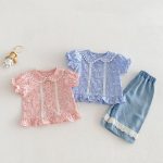 【73-120】シャツ or パンツ ベビー 女の子 小花柄 レース フリル - 画像 (3)