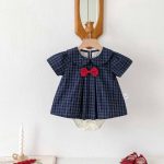 【66-90】ロンパース ベビー 女の子 チェックセーラー - 画像 (7)