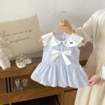 【73-100】ワンピース ベビー 女の子 ストライプ リボン付き - 画像 (6)