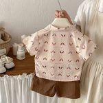 【73-100】セットアップ シャツ&ショートパンツ ベビー わんちゃん総柄 - 画像 (4)
