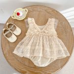 【66-100】ドレスロンパース ベビー フリル チュール - 画像 (4)