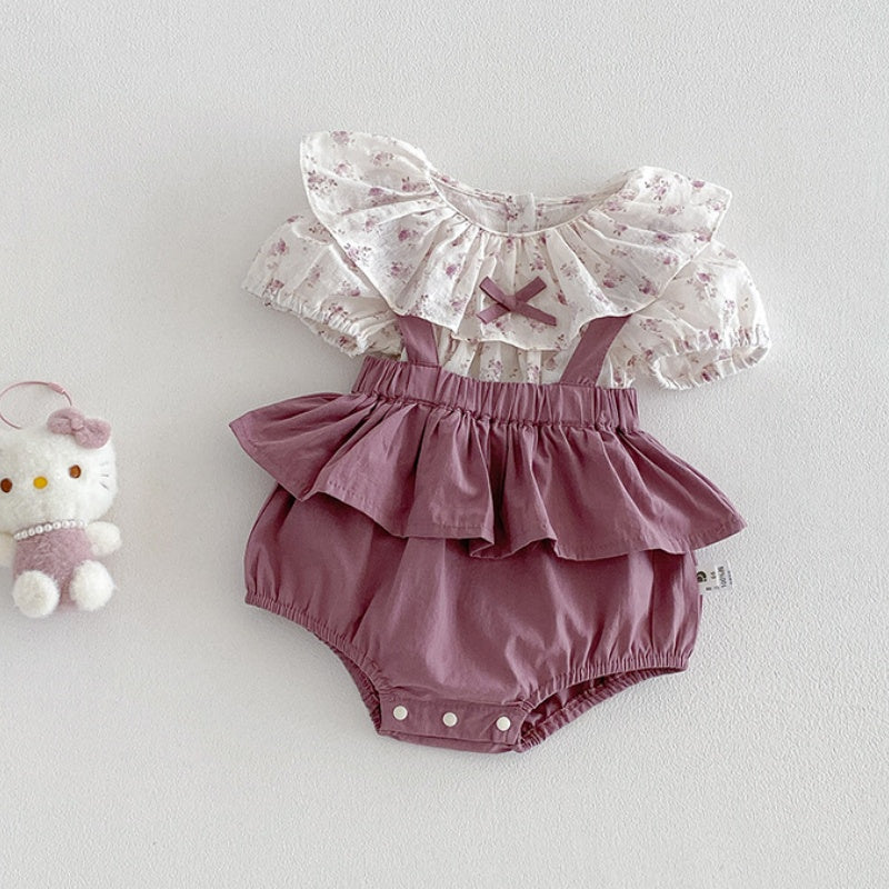 09_97a7b97a-a1de-47cb-b6a9-be055ddc1835.jpg 【66-90】セットアップ ブラウス&サロペットロンパース フリル襟 小花柄 - 画像 (1)