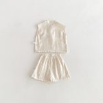 【73-100】セットアップ トップス&ショートパンツ 無地 ノースリーブ - 画像 (6)