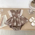 【66-90】ロンパース ベビー おしゃれ フリル 花刺繡 - 画像 (8)
