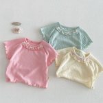 【73-120】Tシャツ ベビー 女の子 フリル 蝶結び - 画像 (3)