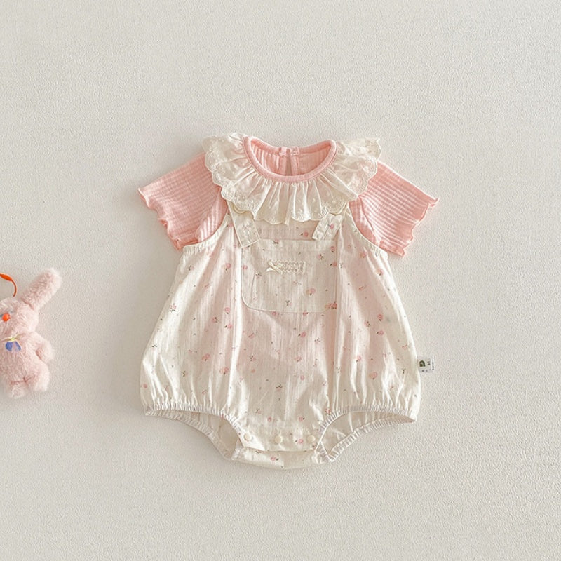 09_e633b7c3-584a-48a3-971d-1abdee861967.jpg 【66-90】二点セット 小花柄サロペットロンパース&レース襟Tシャツ - 画像 (1)