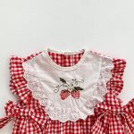 【66-90】ロンパース ベビー イチゴ柄 チェック リボン - 画像 (8)