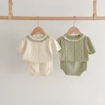 【66-100】セットアップ ベビー ニット フリル襟 - 画像 (4)
